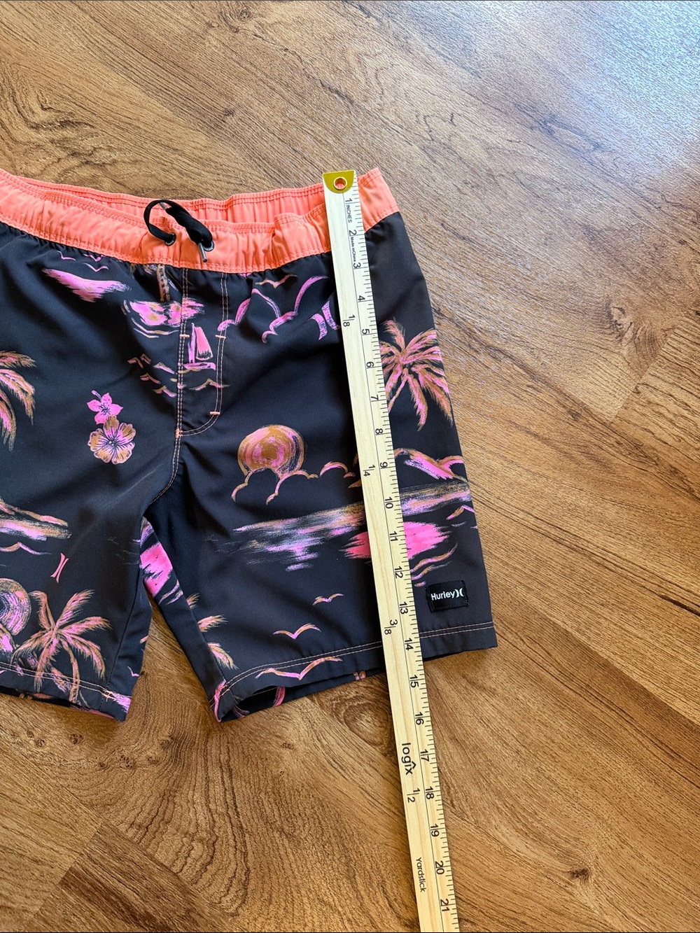 Hurley Boys 7/8 Tropical Palm Tree Sunset Boardshorts Swim Trunks - Picture 7 of 9